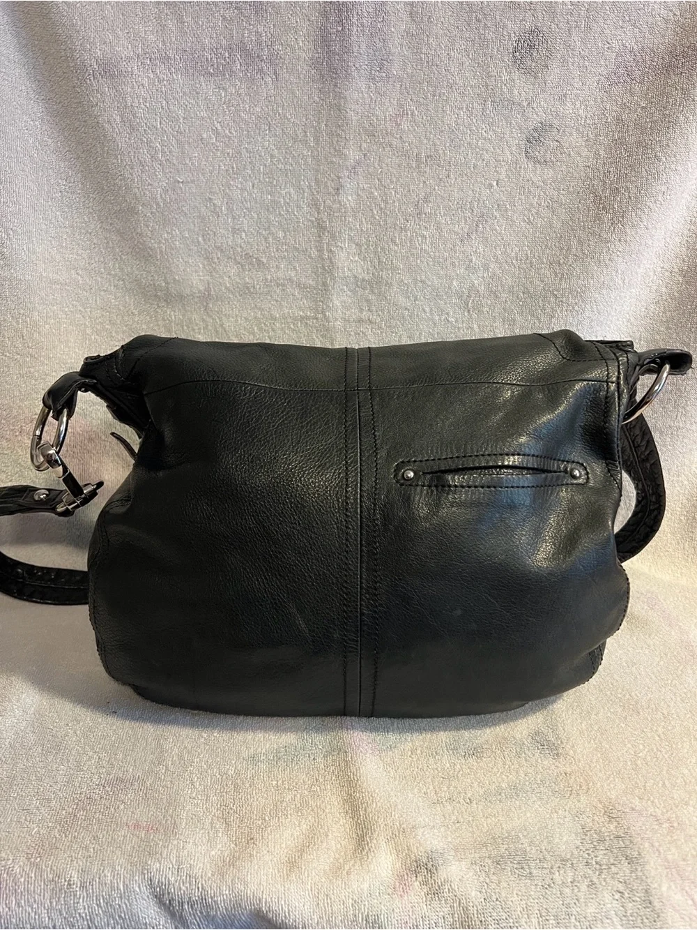 b. makowsky Black Leather Messenger Bag